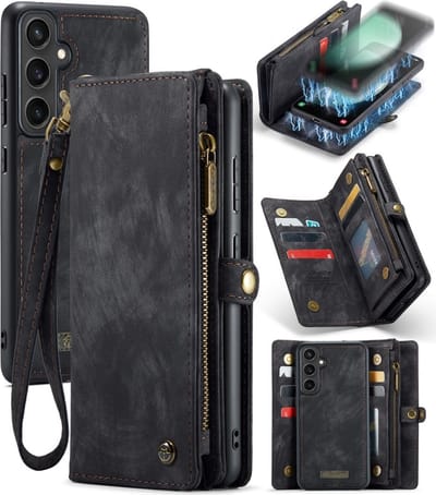 CaseMe Hoesje - Geschikt voor Samsung Galaxy S23 FE Hoesje - CaseMe 008 2-in-1 Book Case & Back Cover met Portemonnee - Zwart
