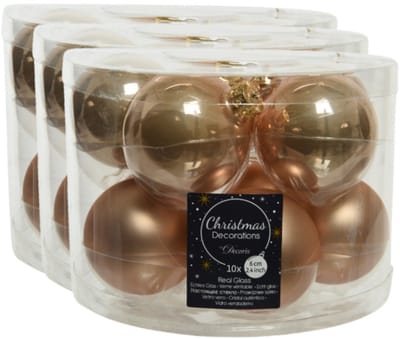 Decoris Kerstballen set - 40x stuks - glas - toffee bruin - 6 cm - glans/mat - kerstversiering