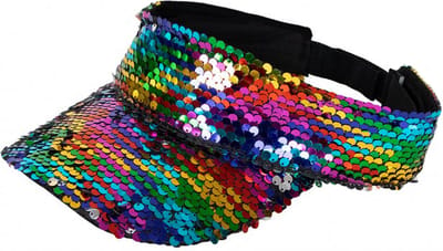 KIMU® Zonneklep Regenboog Sequin - Gekleurde Pet met Pailletten - Glitter Open Visor Zonnehoed Klep Pride Toppers Glitters Hoed Petje Festival