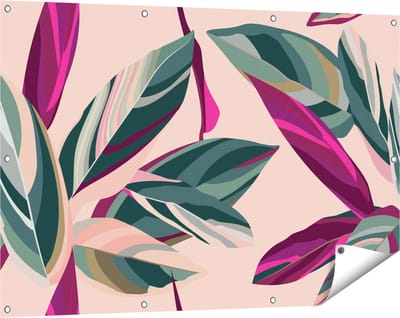 Gards Tuinposter Bloem Bladeren - Bloemen - Abstract - 120x80 cm - Tuindoek - Tuindecoratie - Wanddecoratie buiten - Tuinschilderij