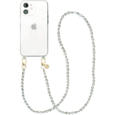 xoxo Wildhearts siliconen hoesje - Geschikt voor iPhone 12 - Pearlfection - Telefoonhoesje - Hoesje met koord - Parelketting - lang telefoonkoord - Transparant hoesje (lange variant)