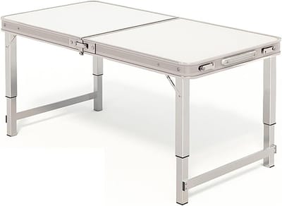 Opvouwbare campingtafel - Lichtgewicht tafel - Outdoor picknick - Verstelbare hoogte - 80 cm tot 180 cm - Wit