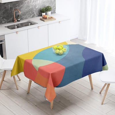 Nappe Géométrique Minimaliste Nordique 140X200cm Lavable en Machine Style Ins Nappe de Table à Manger Ménage Salon Décorative 100x140cm