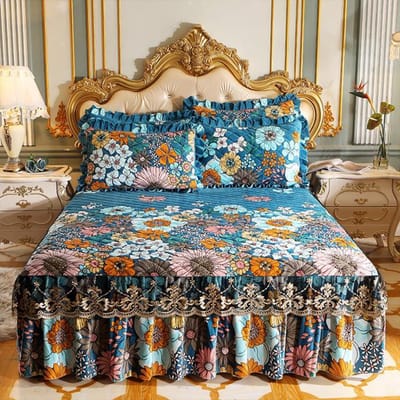 Hoge kwaliteit dikke fijne korte pluche gewatteerde bedrok King Queen size warme fluwelen sprei exclusief kussensloop 1pc Skirt 200x220cm