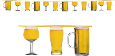 Fiestas Guirca Bierglazen print vlaggenlijn - 2x - slinger - 300 cm - bierfeest/oktoberfest versiering - karton