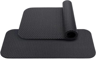 Hometrainermat - Loopbandmat Fitnessmat - Bescherming Vloer - Dubbelzijdig Opvouwbaar - 63.5x30x0.5 cm - Zwart