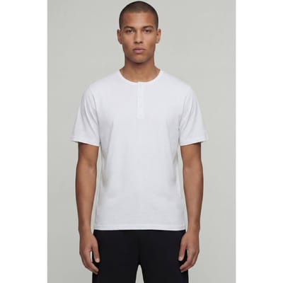 Essentieel Regular Fit Henley T-shirt | White | Size XS