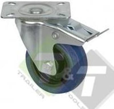 Flightcase zwenkwiel met rem - blue wheel - zwenkwielen - 80 mm
