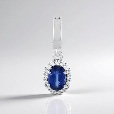 Cavill - Zilveren Hanger met 1,048 ct Nepal Kyaniet Ovaal en Zirkonen - 925 Sterling Zilver Platina Geplateerd - Elegante Fijne Sieraden voor Dames