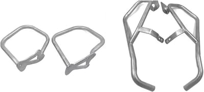 Motorfiets Valbeugel - Framebeschermer Motorblok - Motor Beschermen - Slagvast Staal - Complete Set - Zilver