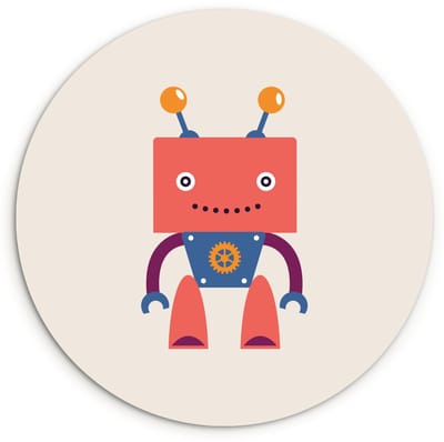 WallCircle® Wandcirkel 60x60 cm - Muurcirkel Robot - Tandwiel - Gezicht - Antenne - Kids - Jongetjes - Muurdecoratie woonkamer - Wanddecoratie slaapkamer - Kamer decoratie accessoires - Ronde schilderijen