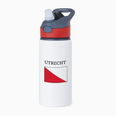 Hacebo® - Utrecht waterfles met rietje rood - Utrecht - toeristen - stad - vlag - geschenk - cadeau - kado - water fles - 650ML