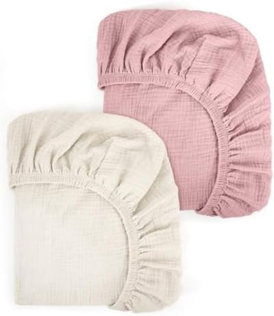 Zacht Mousseline Hoeslaken Set voor Babybedjes - 2 Stuks