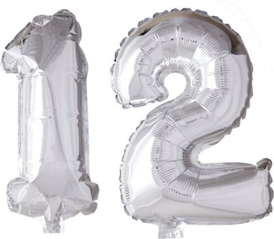Folieballon 12 jaar Zilver 66cm