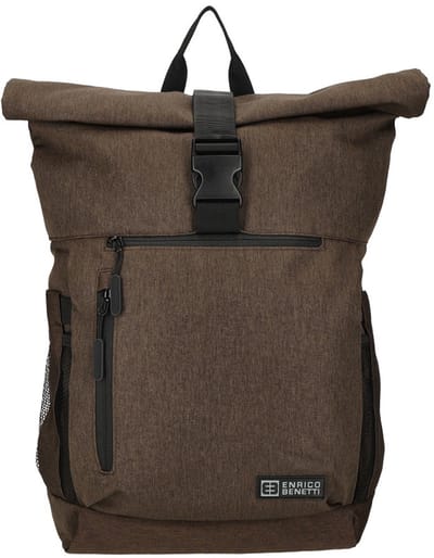 Enrico Benetti Newcastle rolltop laptoprugzak met 15" laptopvak - Mokka
