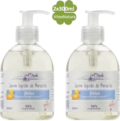 La Cigale 2x300ml Baby douche gel verzorging ♥ Marseille Babyzeep vloeibaar Hypoallergeen. Zonder conserveermiddel, kleurstoffen, geur