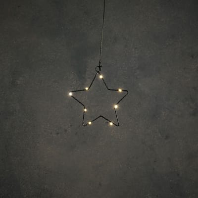Ster zwart warm wit 8led battery operated - d15cm