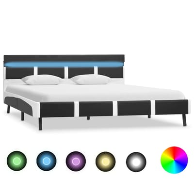 vidaXL - Bedframe - met - LED - kunstleer - grijs - 160x200 - cm