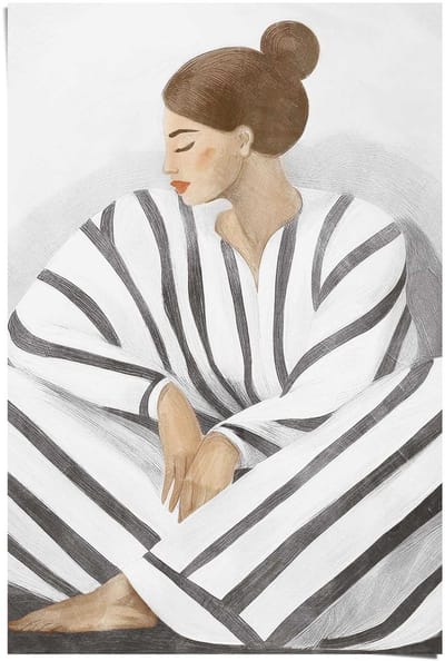 Poster Zen dame grijs - 91,5 x 61 - Papier - REINDERS