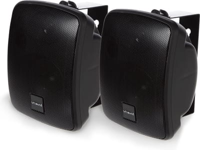 Artsound ASW55.2, Set van 2 waterdichte luidsprekers, 2-weg hifi luidspreker, 20-120 watt, met muurbeugel voor wandmontage, geschikt voor binnen en buiten, terras, tuin, sauna, zwembad, badkamer, kleur: zwart