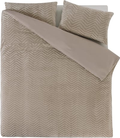 Sleeptime Teddy Chevron Dekbedovertrek - Tweepersoons - 200X200/220 + 2 x kussenslopen 60x70 - Taupe