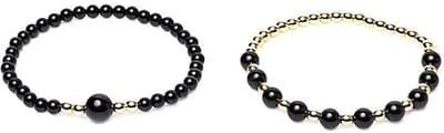 Armband zwarte toermalijn & hematiet set van 2 – diameter kraal 0,6 cm