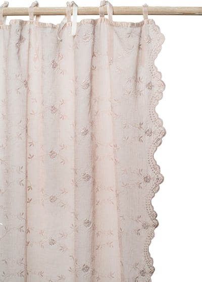 Gordijnen | Victoria - Geborduurde Voile - Roze - Golvende Randen & Velvet Linten - 180x280 cm - Pimlico
