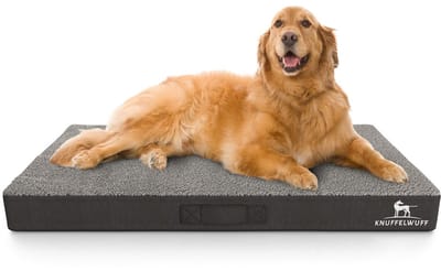 Knuffelwuff orthopedische hondenmat Ellenie van teddystof en velours 79 x 60 cm grijs