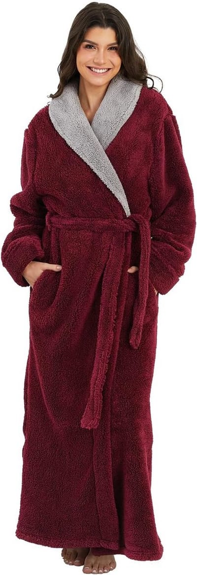 Lange Dames Badjas van Pluche Fleece - Dikke & Comfortabele Huisjas met Ceintuur