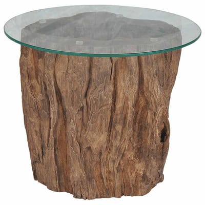 vidaXL - Salontafel - 50x40 - cm - teakhout - en - glas