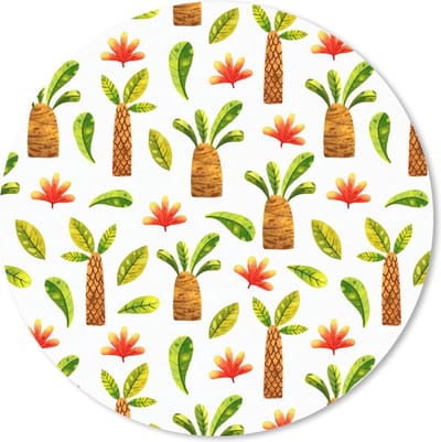 Muismat rond 20x20 cm - Mousepad Jungle - Bladeren - Palmboom - Ronde muismatten