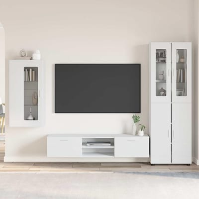 vidaXL Tv-meubelset met lade met plank FLORIN 3 pcs Wit Bewerkt hout