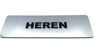 Deurbordje met tekst Heren incl. 3M-tape plakstrip - Namengigant Deur Tekstbordje - Deur - incl. 3M-tape plakstrip - Bordje - RVS Look - 150 mm x 50 mm x 1,6 mm - 5 jaar Garantie