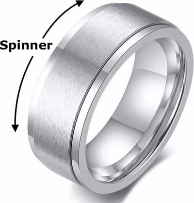 Fidget Ring Zilver kleurig - Anxiety Ring - Fidget Toy Om Je Vinger! - Staal - Ringen Heren Dames - Papa Cadeau Voor Mannen - Vaderdag