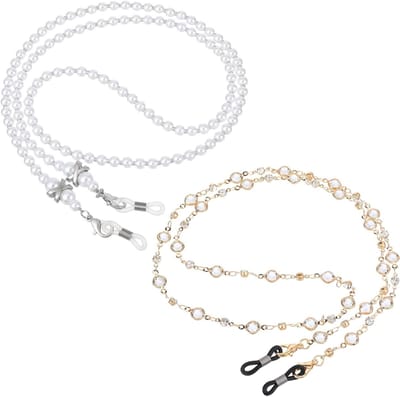 Elegante Kralen Ketting voor Zonnebrillen en Leesbrillen, Goudkleurige en Parels voor Dames en Meisjes, Perfecte Oplossing voor Brilhouders en Lanyards