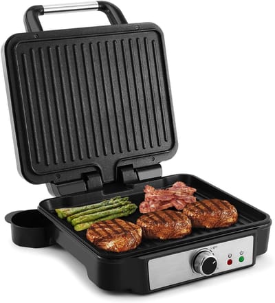 SNJY® Grill Apparaat - Bakplaat Electrisch - Tafelgrill - 1800 W - Zilver/Zwart