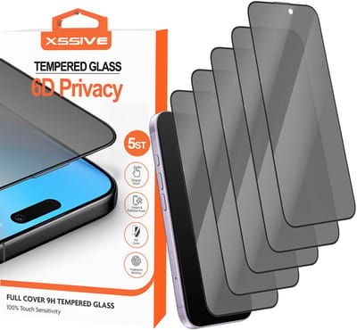 5x Privacy Screenprotectors geschikt voor iPhone 17 - Screenprotectors - 6D Anti-Spy - Volledig Dekkend Beschermglas - 9H Gehard Glas