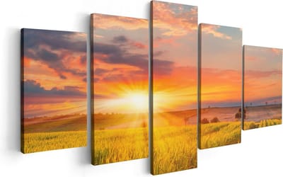 Artaza Canvas Schilderij Vijfluik Zonsopgang Op Het Maïsveld - 100x50 - Foto Op Canvas - Canvas Print
