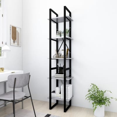 vidaXL - Boekenkast - met - 5 - schappen - 40x30x175 - cm - bewerkt - hout - betongrijs