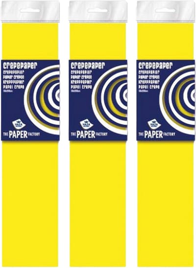 Crepe papier platte vellen - 3x - neon geel - 250 x 50 cm - Knutselen met papier - Knutselspullen