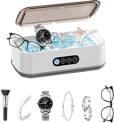 Ultrasone Reiniger - Sieraden Schoonmaker - Sieraden Reinigen - 50KHz Hoogfrequente Golven - 650 ml Tank - Zilver