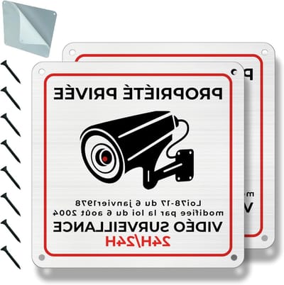 Veiligheidsbord voor Privéterrein, 15 x 15 cm, Aluminium, Voor Binnen en Buiten, Met Sticker en Voorgeboorde Gaten, Beveiliging en Alarmsysteem