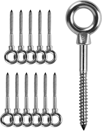 LALAGO 12 pieces eye bolt | eye screw M8 x 80 mm | ring screw M8 | eye screw 304 stainless steel | screw hooks eye screws M8