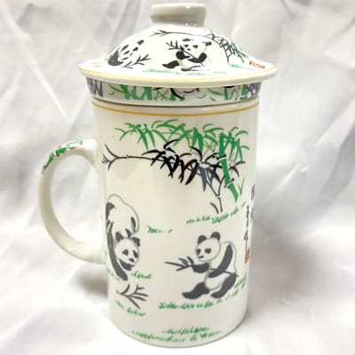 Theebeker / mok chinees / theebeker met zeef / theebeker met deksel / theebeker met filter H 15 cm Ø 8 cm Panda