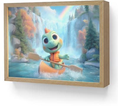 Nachtlampje 40x30 cm - Kinder lamp - Dino - Natuur - Waterval - Tafellamp kinderkamer draadloos - Slaapkamer lampje - Bedlamp kinderen - Kinderlampje - Wandlamp babykamer - Nachtlampjes