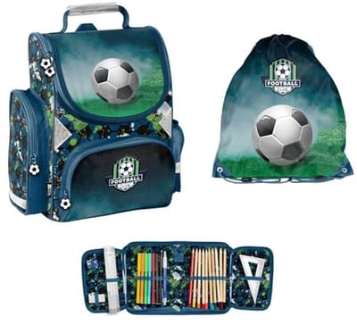 3-delige Schoolset - Rugzak, Gymtas en Vulpotloodetui - Voetbal Motief