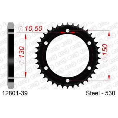 Stalen tandwiel Afam 530 39 dents