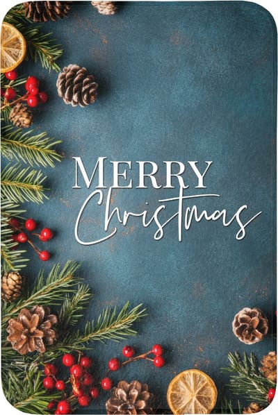 Badmat 60x90 cm - Antislip - Merry Christmas - Blauw - Kerst - Winter - Badmatten voor badkamer - Badkamermat - Douchemat - Badkamer mat
