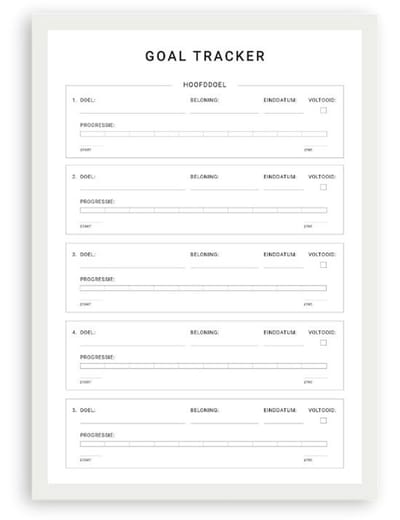 Planbooks - Goal Tracker - A4 - Doelen Planner - Deskplanner - To Do Planner