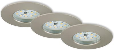 BRILONER ATTACH ONE - inbouwspots set van 3 - IP44 (badkamer) - 3 x LED / 5W 400lm - lichtkleur: warm wit - inbouwdiepte: 30mm - inbouwmaat: 60mm - product: Ø75mm - mat nikkel